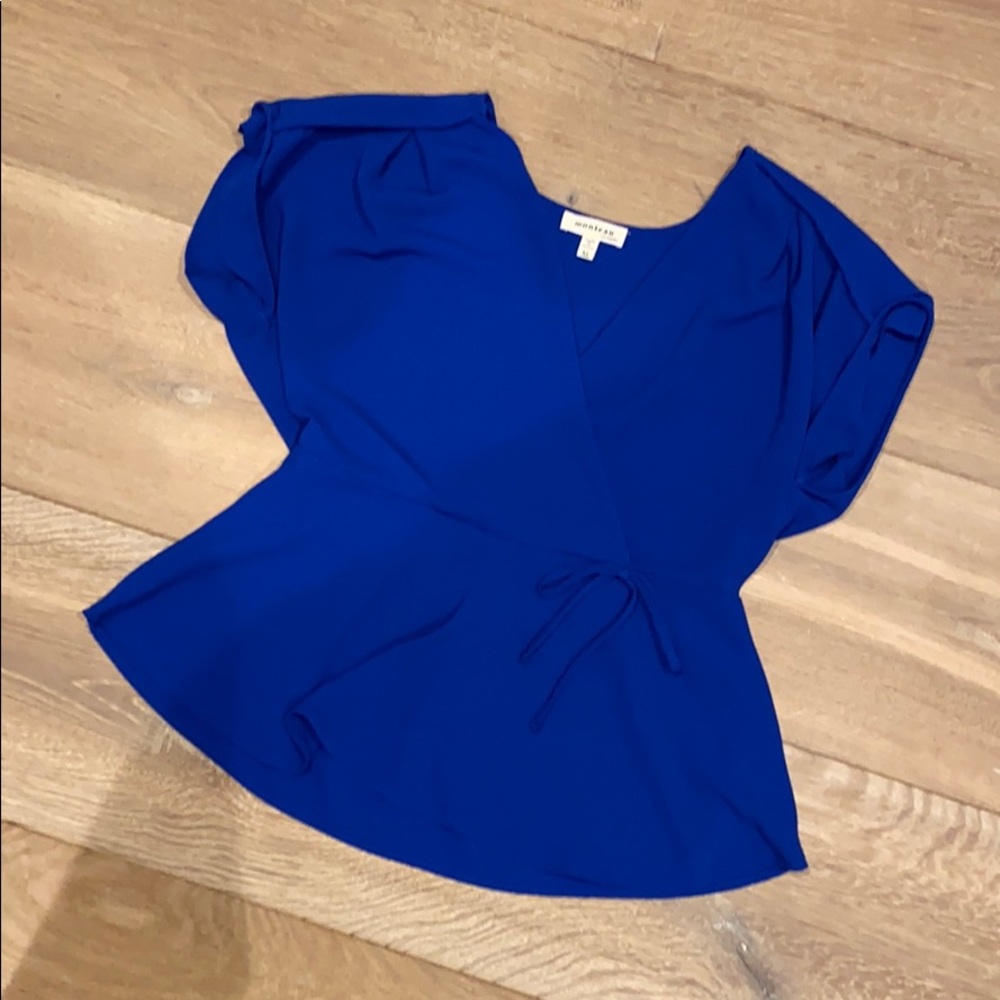 Wrap short sleeved blouse